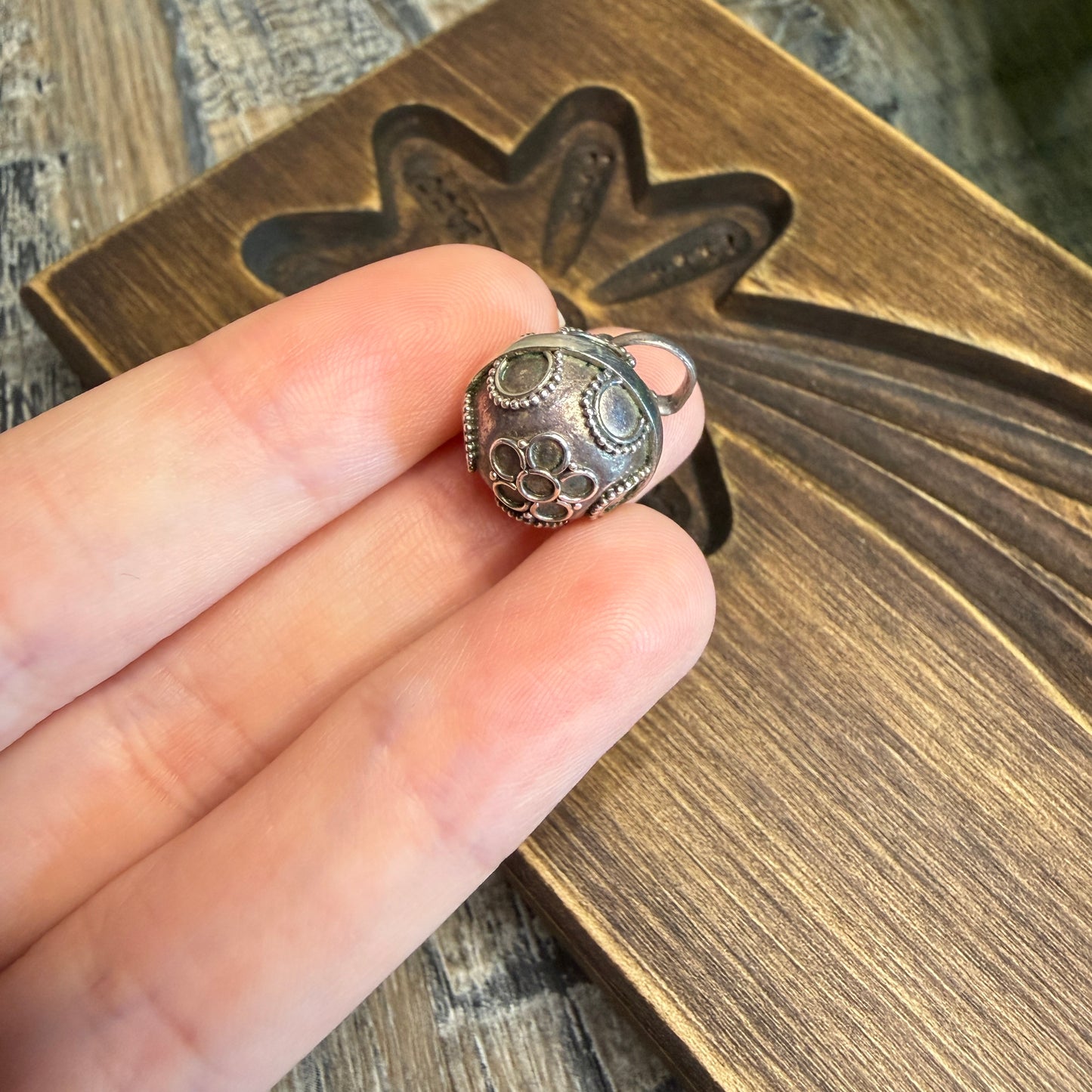 Dreamy Granulated Sterling Silver Chiming Ball Orb Pendant