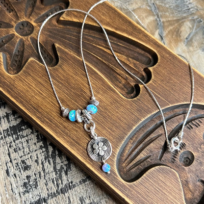 Dreamy Sterling Silver Opal Daisy Beaded Necklace