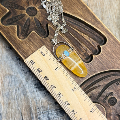 Dreamy Sterling Silver Calcite with Opal Movable Pendant Necklace