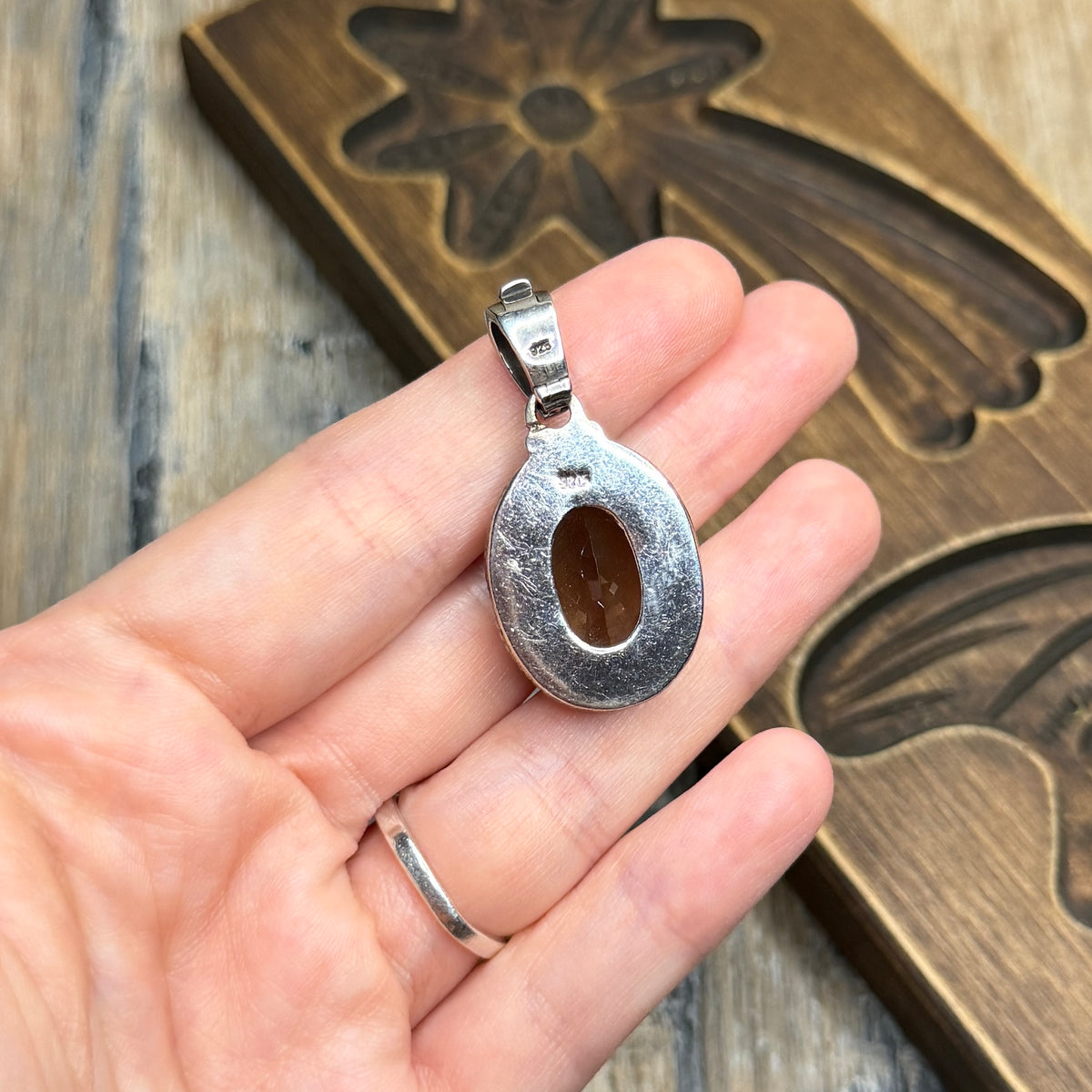 Chunky Sterling Silver Smoky Quartz Interchangeable Bail  Pendant