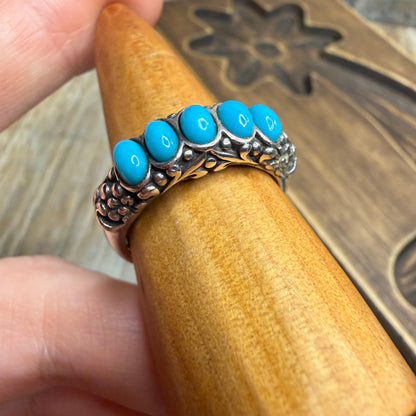 Carolyn Pollack Relios Southwestern Sterling Silver Turquoise Half Band Ring size R 1/2