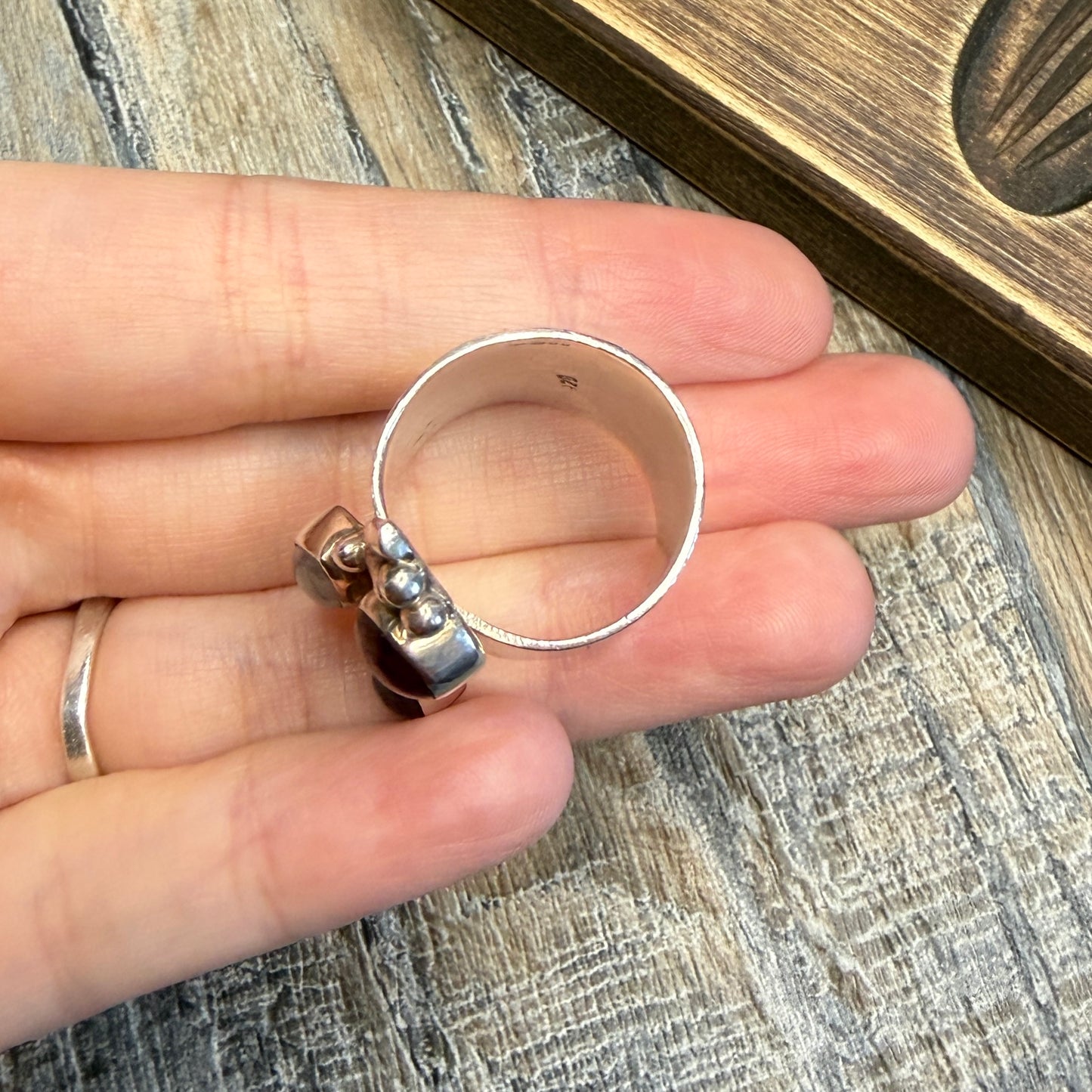 Whimsy Sterling Silver Chunky Multi Gemstone Adjustable Ring size P