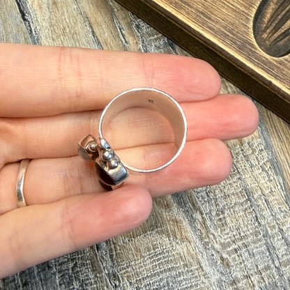 Whimsy Sterling Silver Chunky Multi Gemstone Adjustable Ring size P