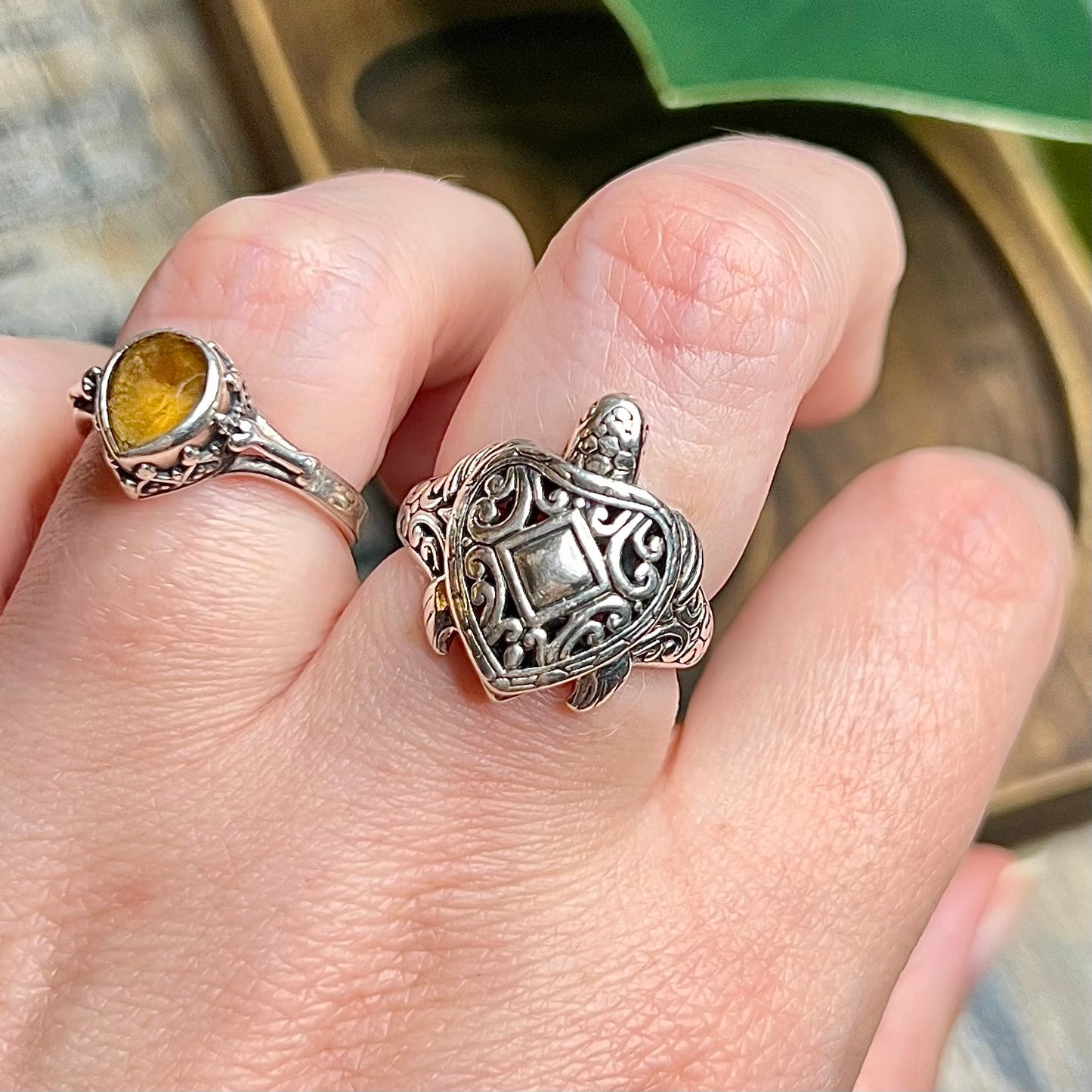 Beautiful Sterling Silver Ornate Turtle Open Work Ring size O/P
