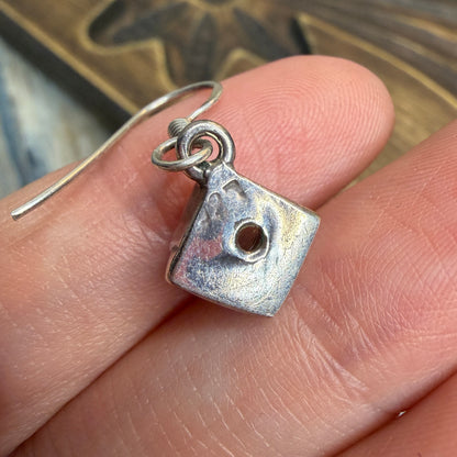 Beautiful Sterling Silver Moonstone Cube Simple Drop Earrings