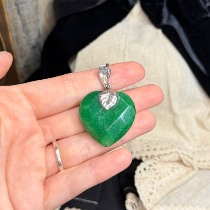 Whimsy Sterling Silver Faceted Green Gemstone Heart Frog Pendant