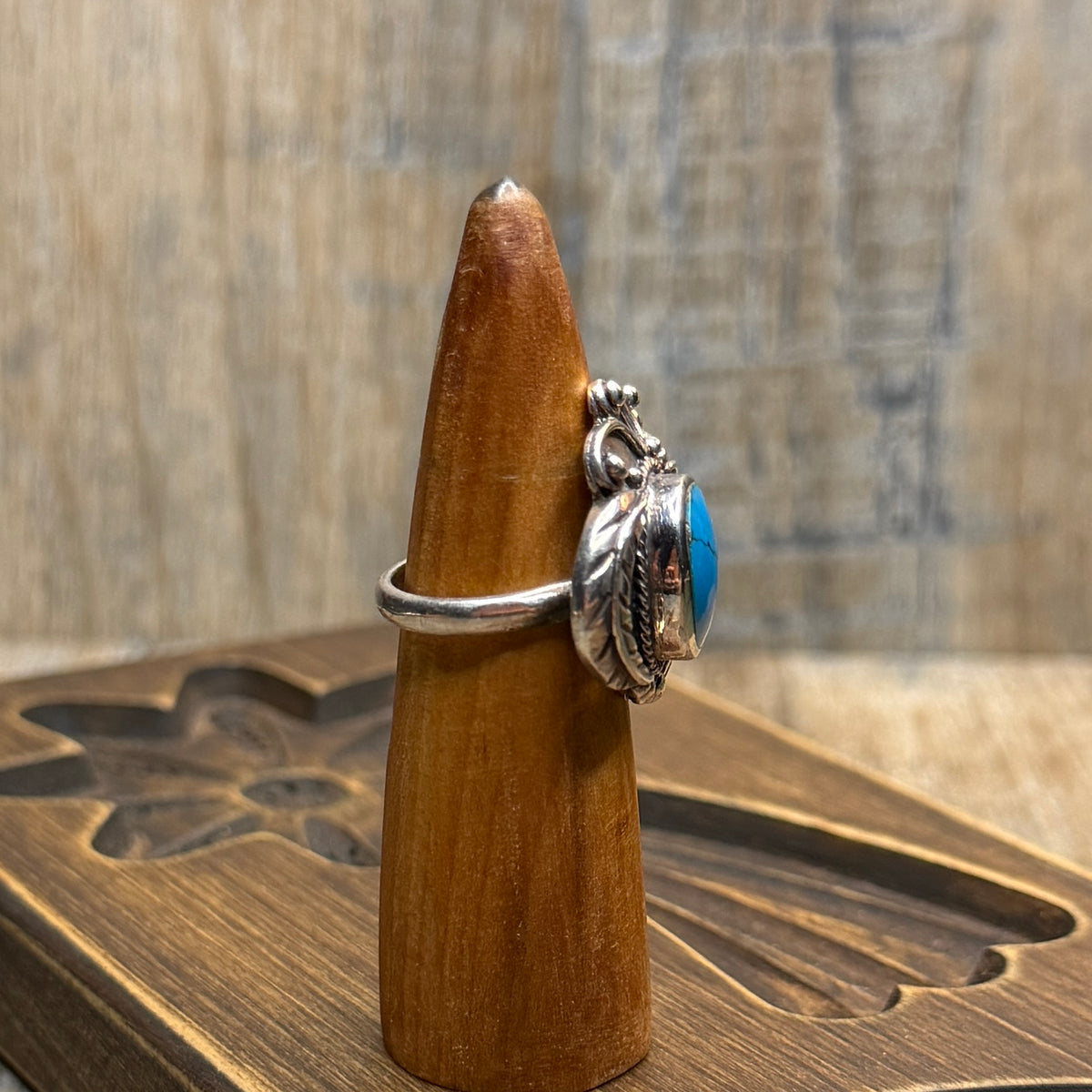 Dreamy Sterling Silver Native American Style Turquoise Ring size L