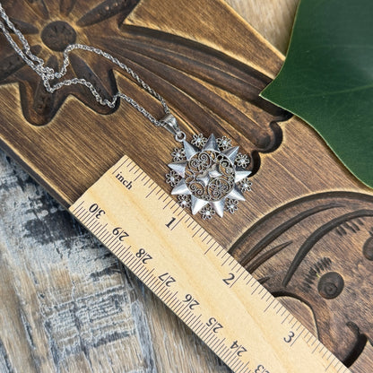 Whimsy Sterling Silver Filigree Star Presentosa Pendant Necklace