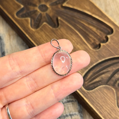 Dreamy Vintage Sterling Silver Rose Quartz Orb Pendant