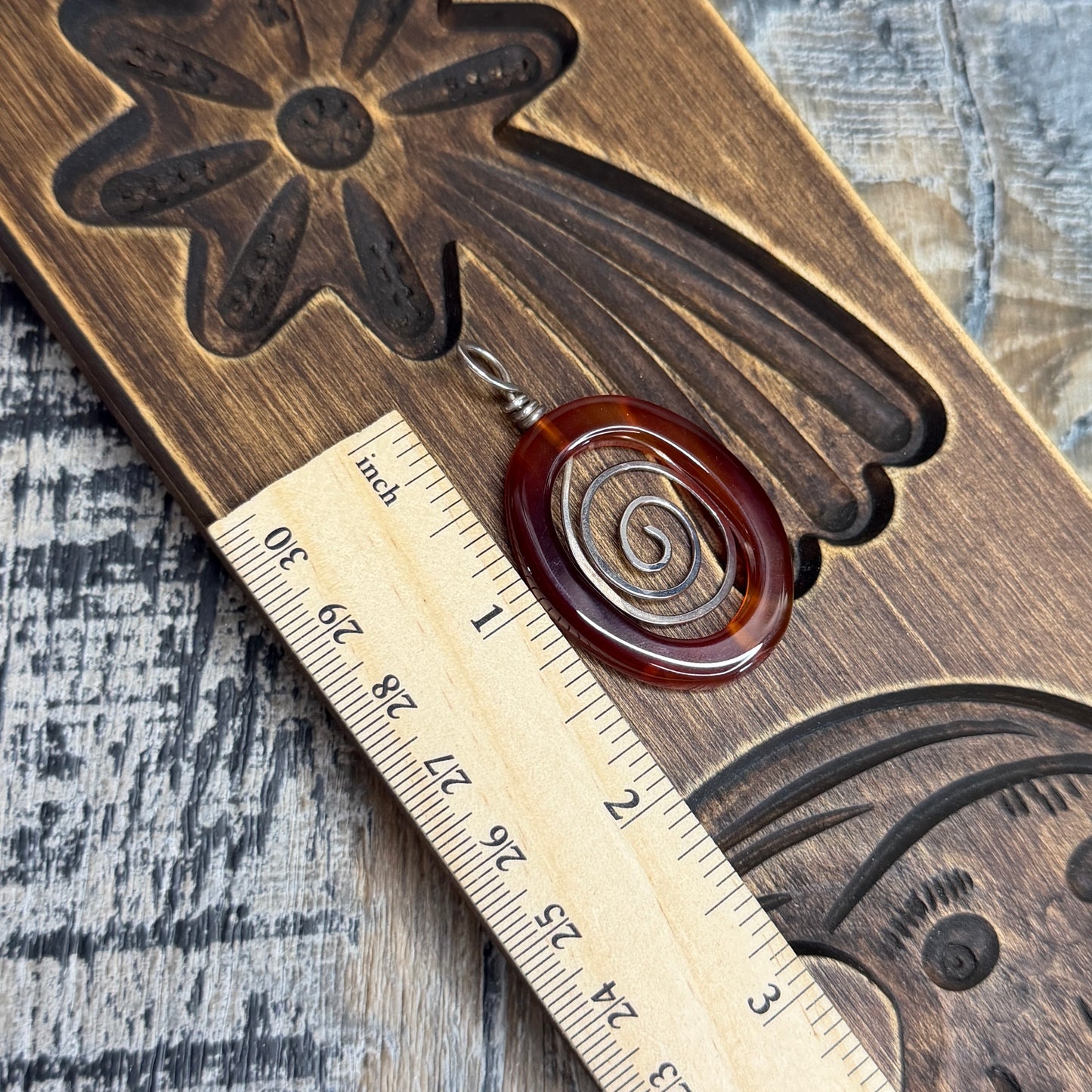 Artisan Spinning Sterling Silver Carnelian Statement Pendant
