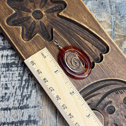Artisan Spinning Sterling Silver Carnelian Statement Pendant