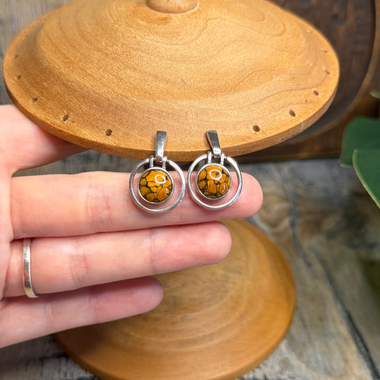 Modernist Style Heathergem Cut Out Sterling Silver Earrings
