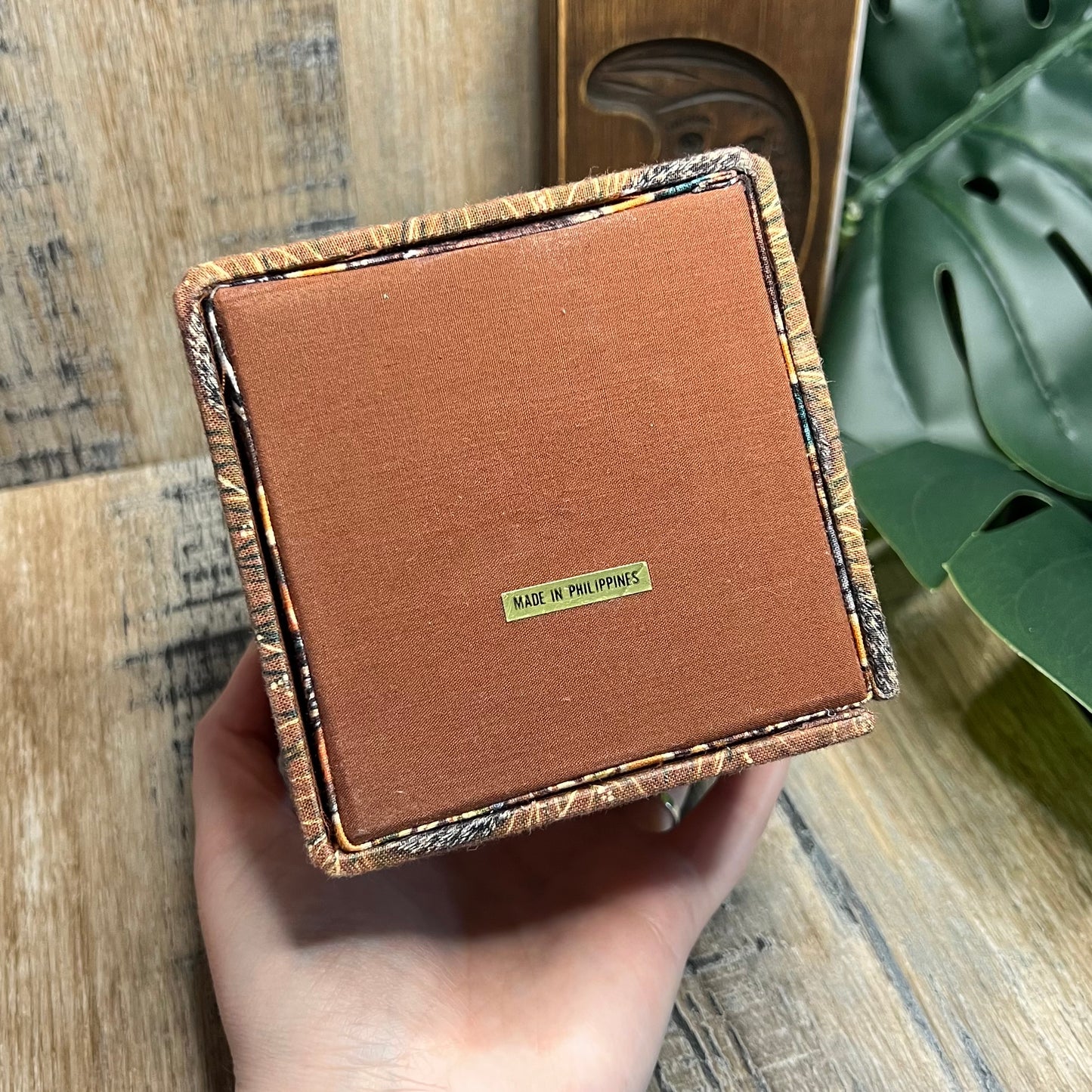 Vintage Woodland Handmade Fabric Covered Folding Jewellery Storage Box Curio