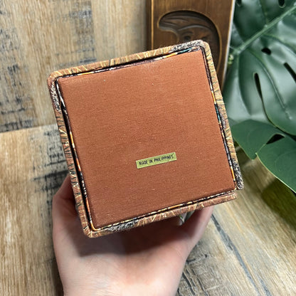 Vintage Woodland Handmade Fabric Covered Folding Jewellery Storage Box Curio