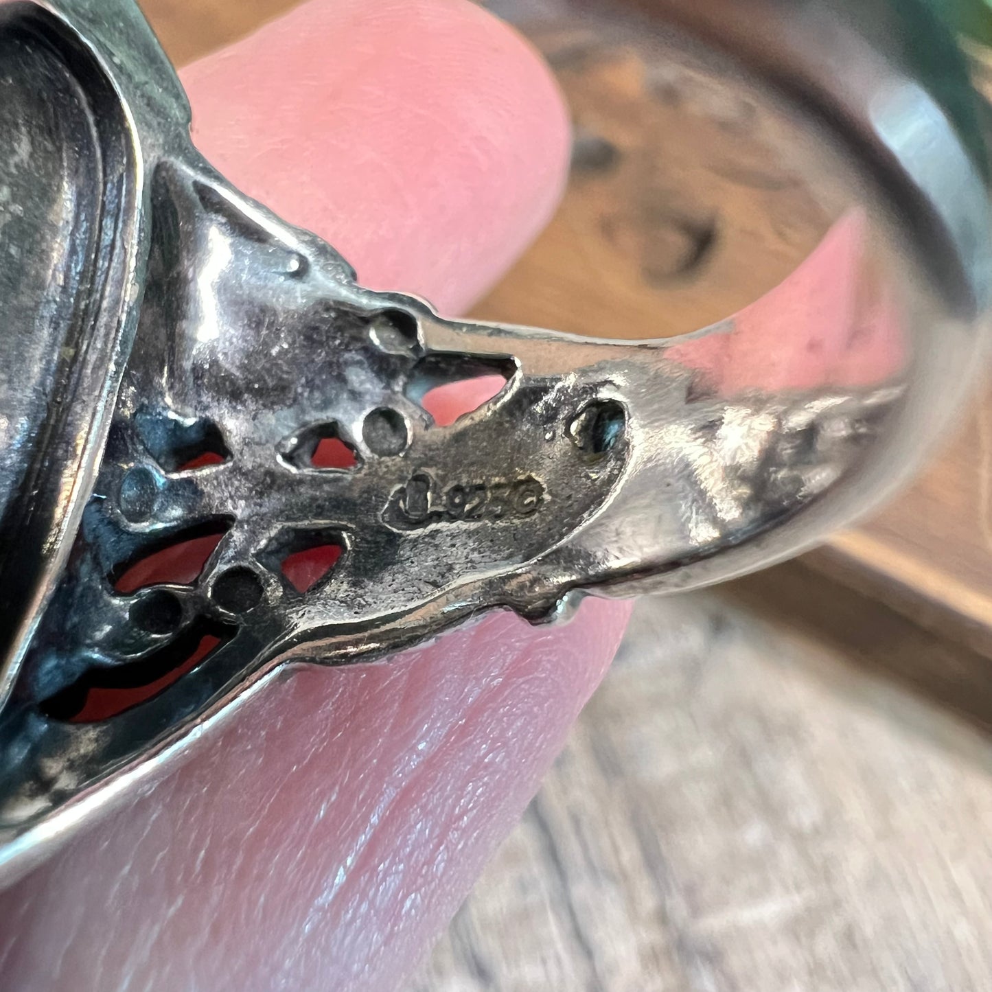 Carolyn Pollack Relios Southwestern Ornate Sterling Silver Sleeping Beauty Turquoise Ring Size N