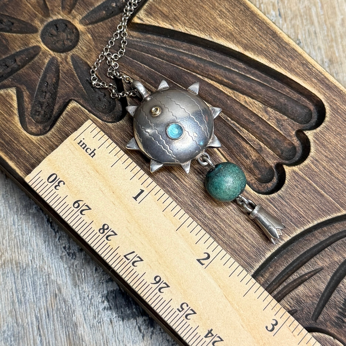 Celestial Designer Sterling Silver Sun Drop Pendant Necklace