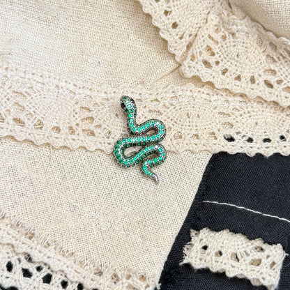 Beautiful Sterling Silver Designer Elanza Encrusted Stone Snake Pendant