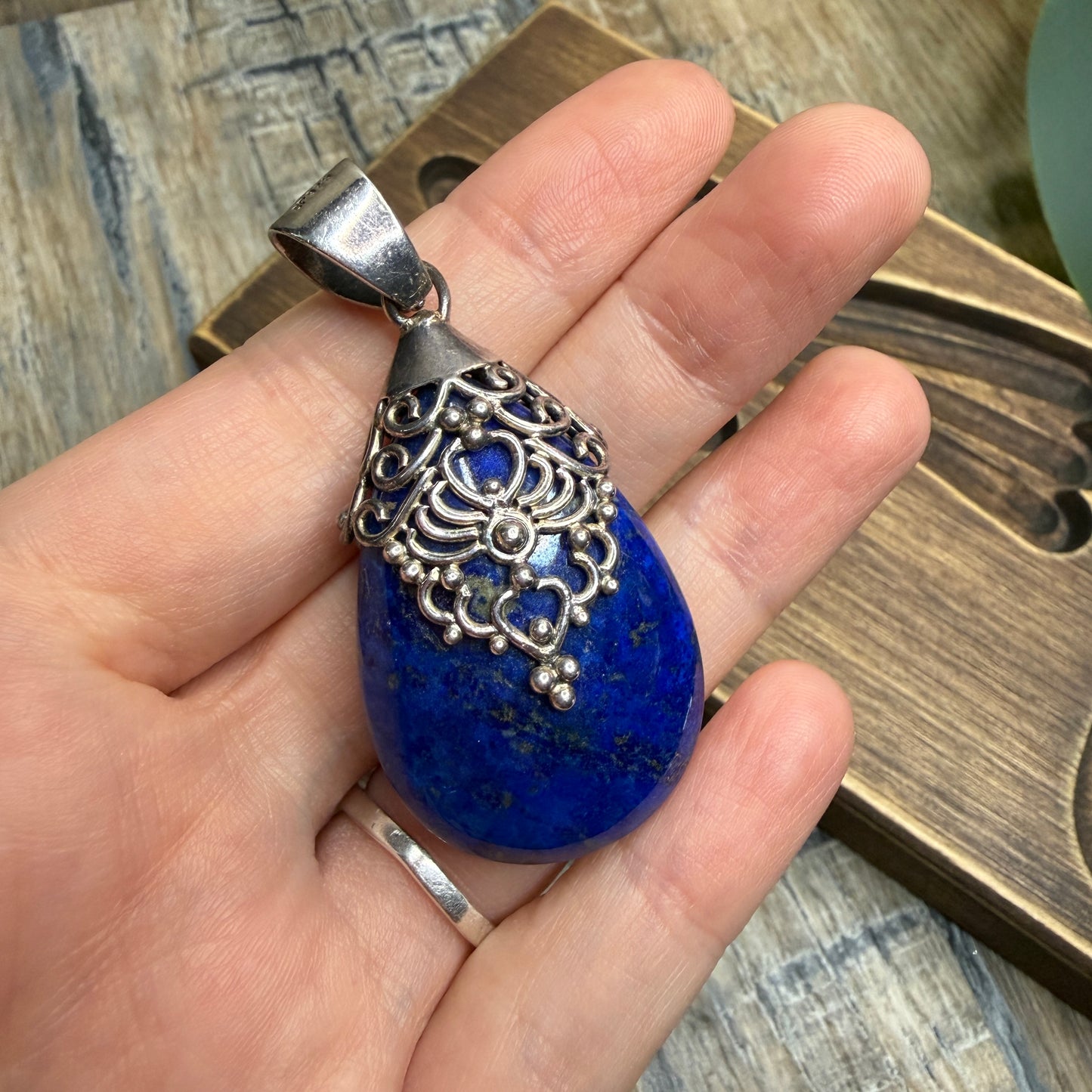 Dreamy Sterling Silver Chunky Doug Paulus Lapis Lazuli with Citrine Pendant