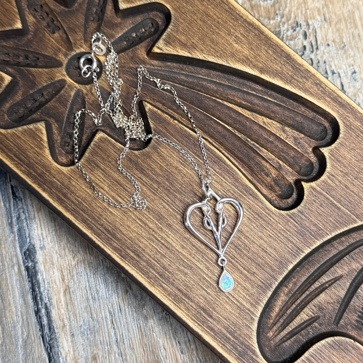 Whimsy Sterling Silver Statement Opal Drop Pendant Necklace