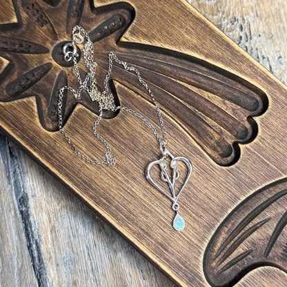 Whimsy Sterling Silver Statement Opal Drop Pendant Necklace