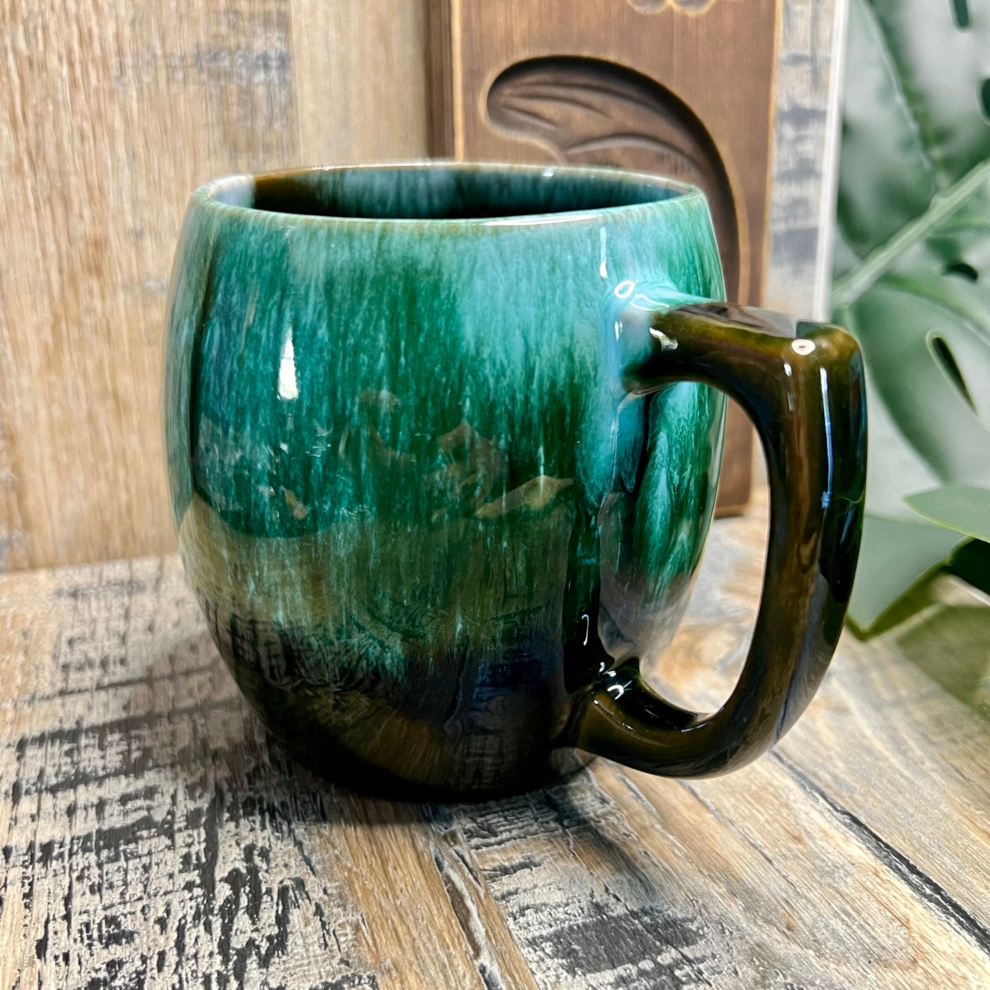 Blue Mountain Pottery Green / Blue Drip Glaze Canadian Coffee Mug