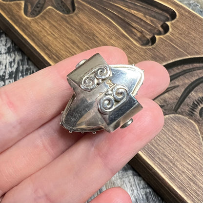 Dreamy Sterling Silver Sajen Ornate Labradorite Ring Size L 1/2 Adjustable