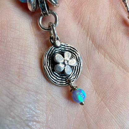 Dreamy Sterling Silver Opal Daisy Beaded Necklace
