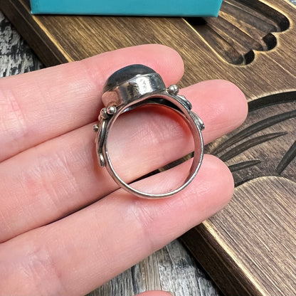 Dreamy Sterling Silver Crystal Shop Labradorite Spiral Ornate Ring Size P 1/2