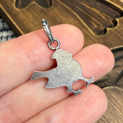 Whimsy Designer Sterling Silver Red Robin / Bird Charm Pendant
