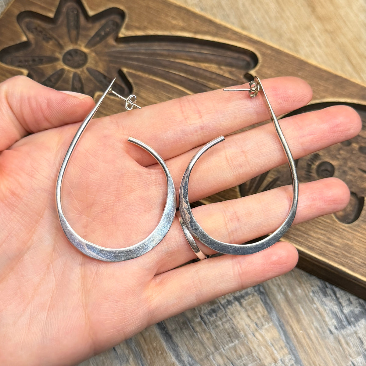 Simple Sterling Silver Hoop Drop Statement Earrings