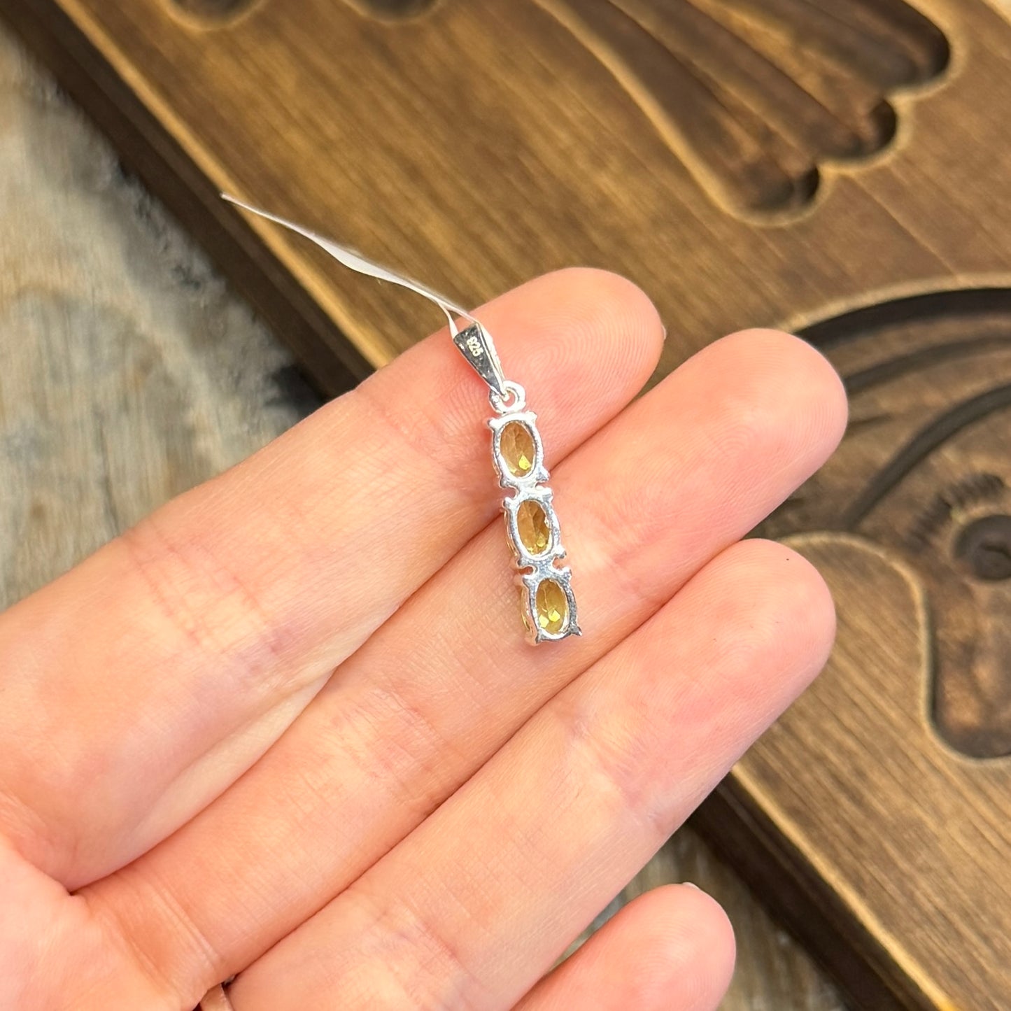 Dreamy Sterling Silver Green Gemstone Trio Drop Pendant