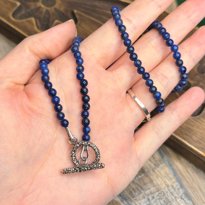 Dreamy Designer Suarti Lapis Lazuli Toggle Clasp Strand Necklace