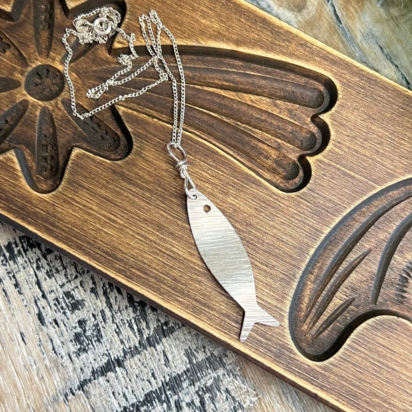 Whimsy Artisan Textured Sterling Silver Fish Pendant Necklace