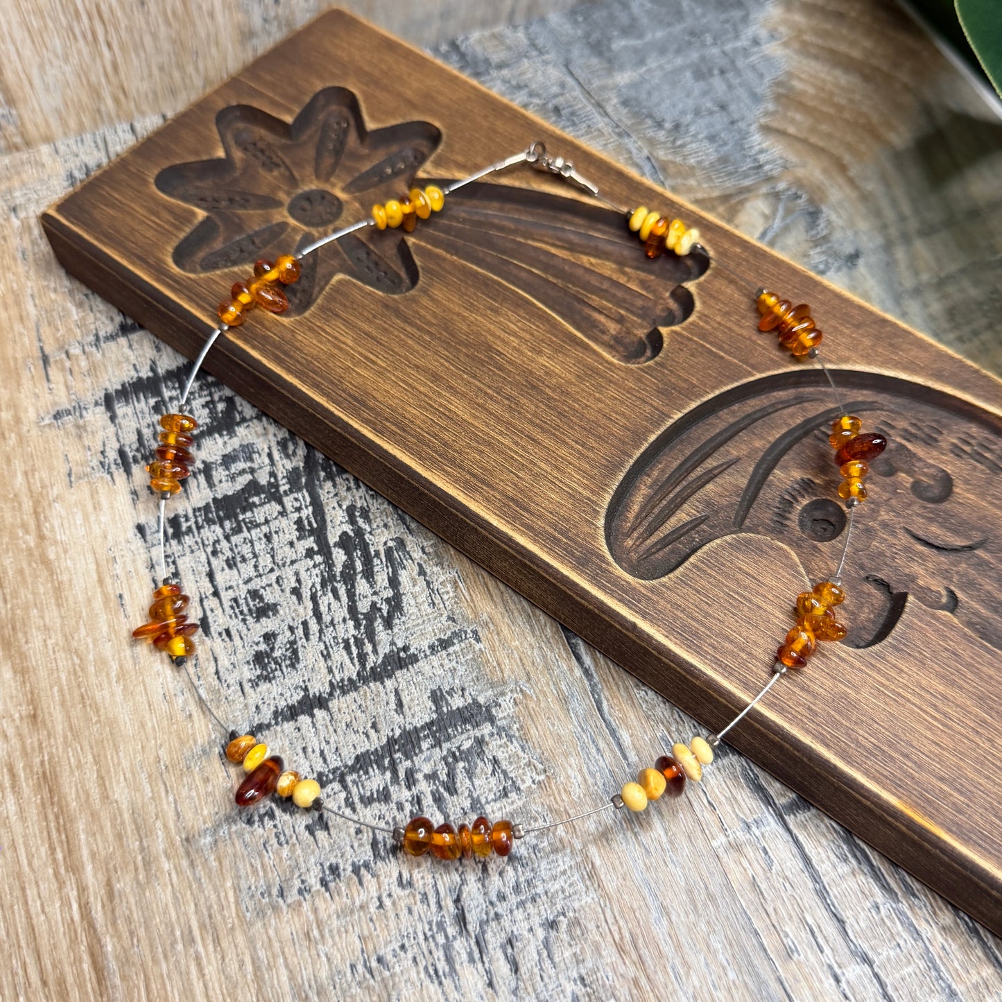 Dreamy Multi Coloured Amber Station Statement Necklace