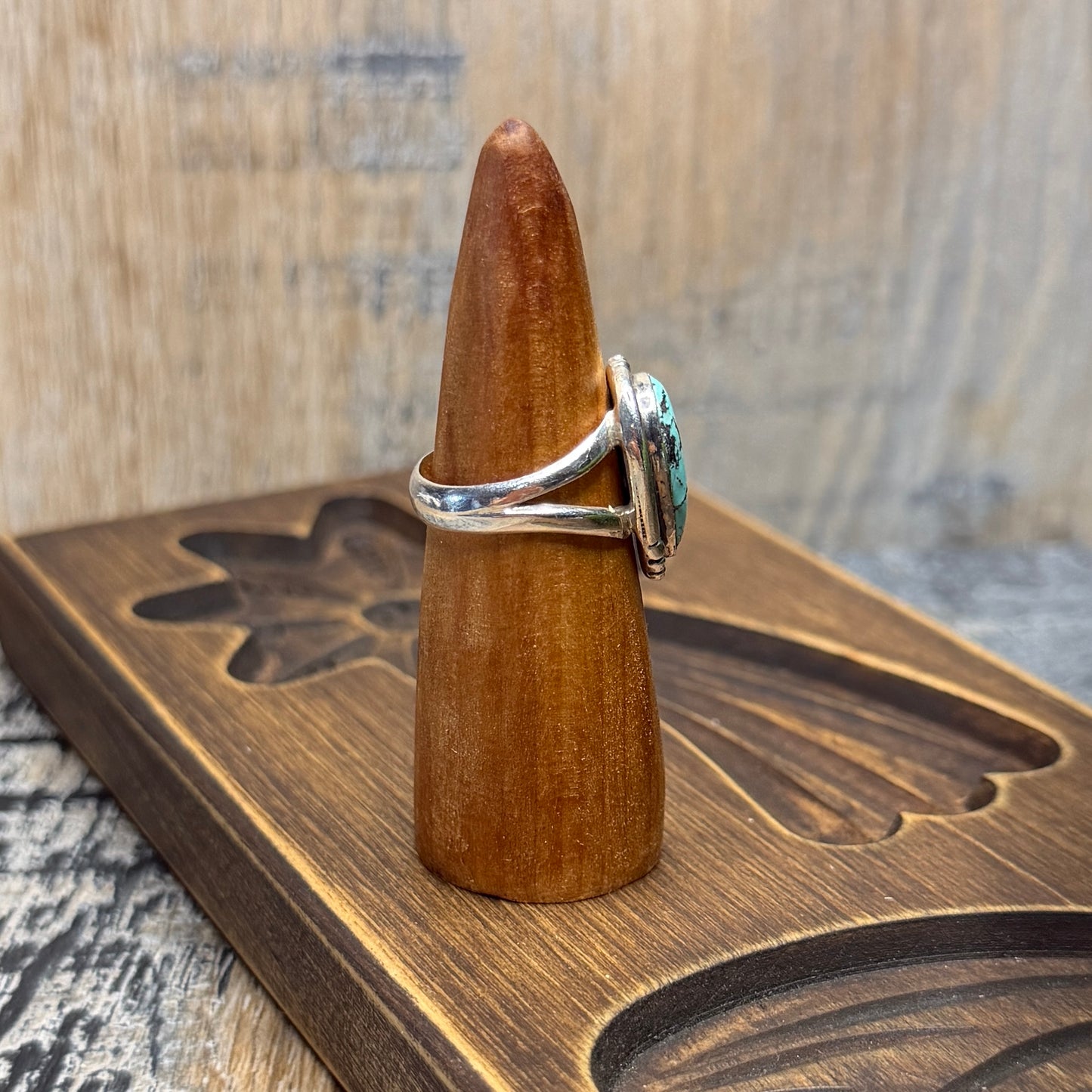 Beautiful Sterling Silver Pale Turquoise Coloured Stone Ring size M