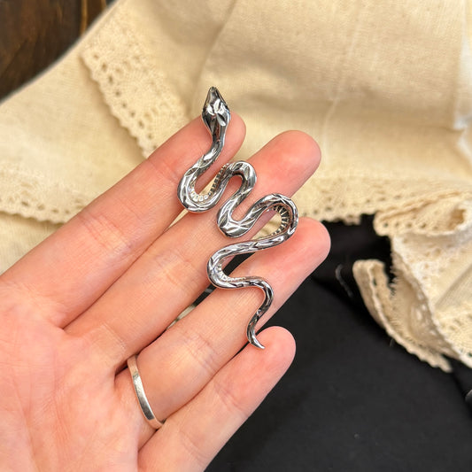Dreamy Sterling Silver Chunky Textured Snake Pendant