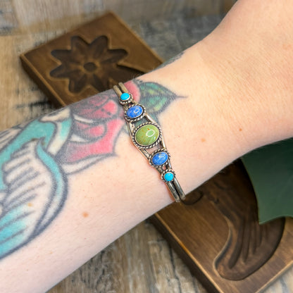 Dreamy Native Quoc QT Sterling Silver Turquoise Cuff Bangle