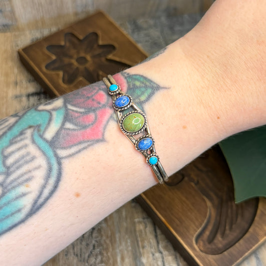 Dreamy Native Quoc QT Sterling Silver Turquoise Cuff Bangle