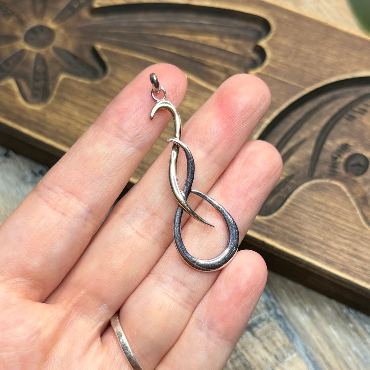 Whimsy Sterling Silver With Gold Swirl Organic Pendant