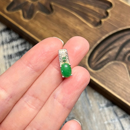 Delicate Sterling Silver Miniature Jade Pendant Charm