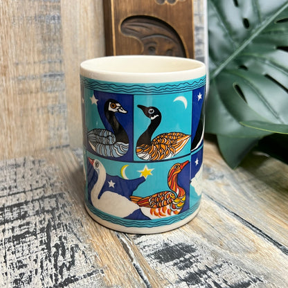 Vintage Karin Von Heerden for McLaggan Smith Mugs Celestial Puffin / Swan Moon Stars Mug