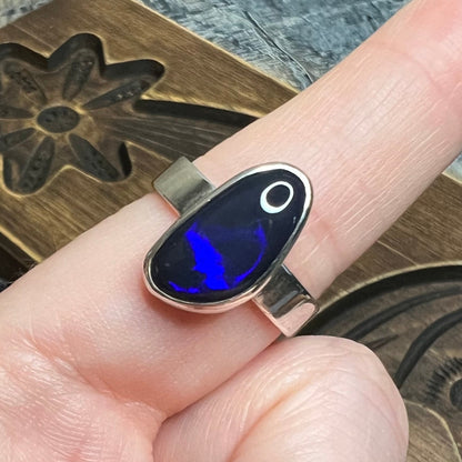 Whimsy Unknown Blue Stone Colour Shifting Sterling Silver Ring Size R 1/2