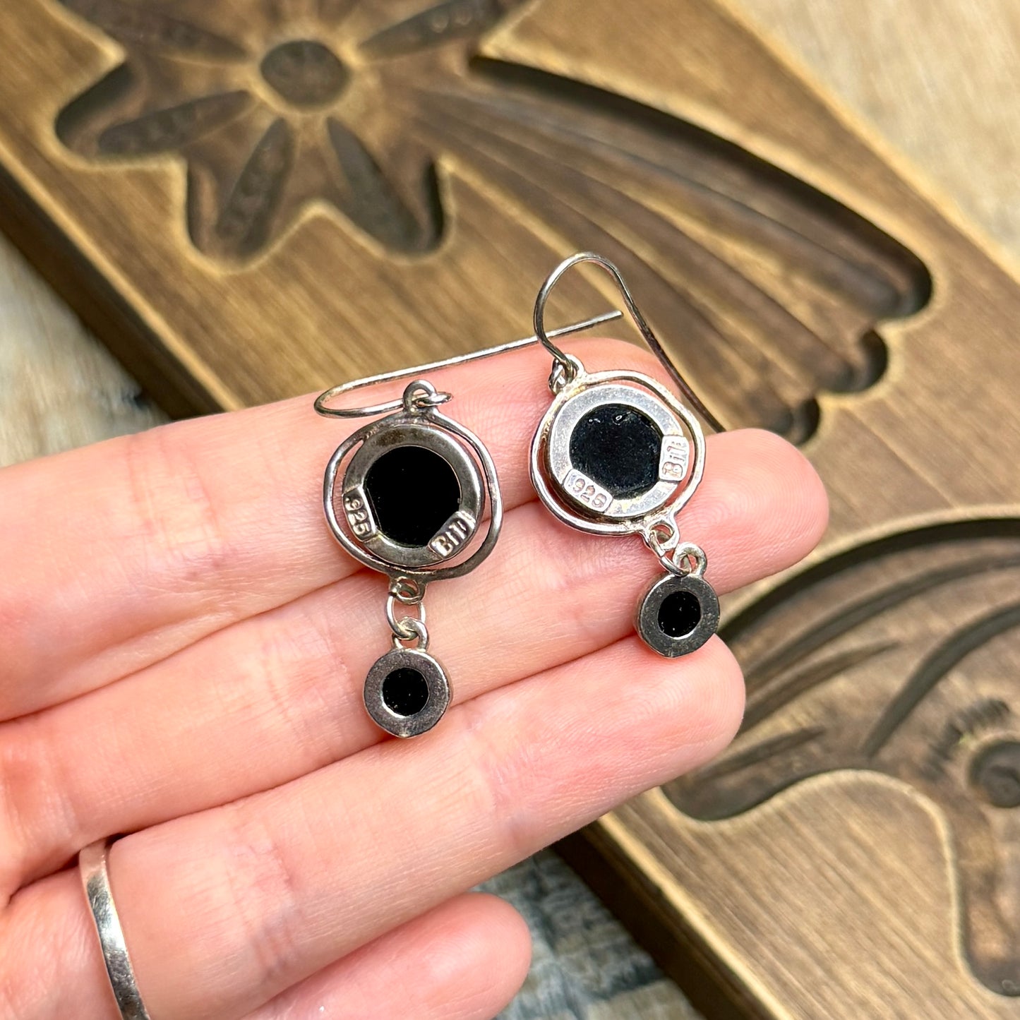 Dreamy Designer Sterling Silver Black Onyx Drop Earrings