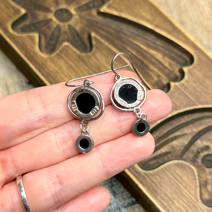 Dreamy Designer Sterling Silver Black Onyx Drop Earrings