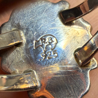 Beautiful Sterling Silver Running Bear Native American Turquoise Ring size N