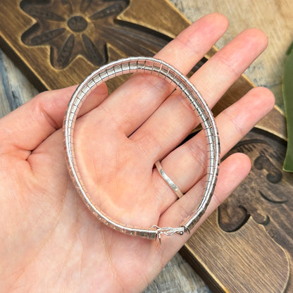 Beautiful Sterling Silver Omega Link Chunky Bracelet 7 1/2 Inch Length