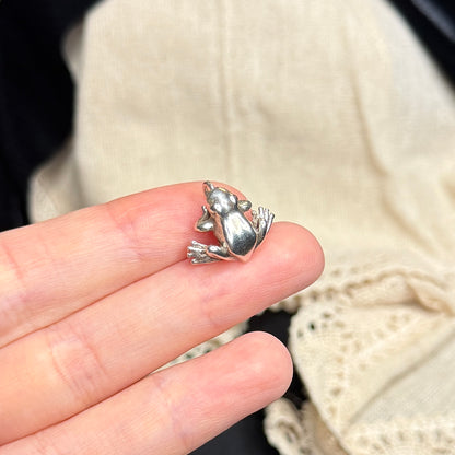 Dreamy Solid Sterling Silver Frog Pendant