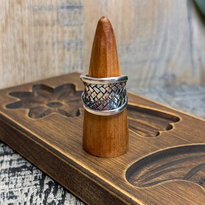 Dreamy Sterling Silver Woven Basket Weave Ring Size O 1/2