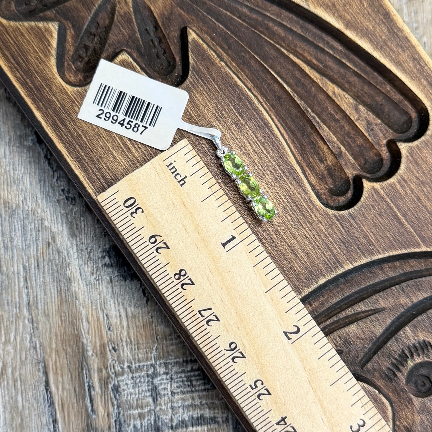 Dreamy Sterling Silver Green Gemstone Trio Drop Pendant