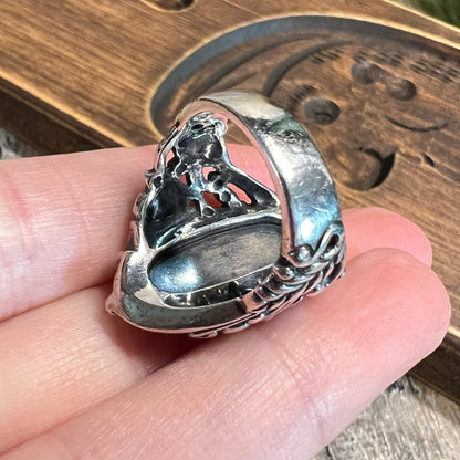 Carolyn Pollack Relios Southwestern Ornate Sterling Silver Sleeping Beauty Turquoise Ring Size N